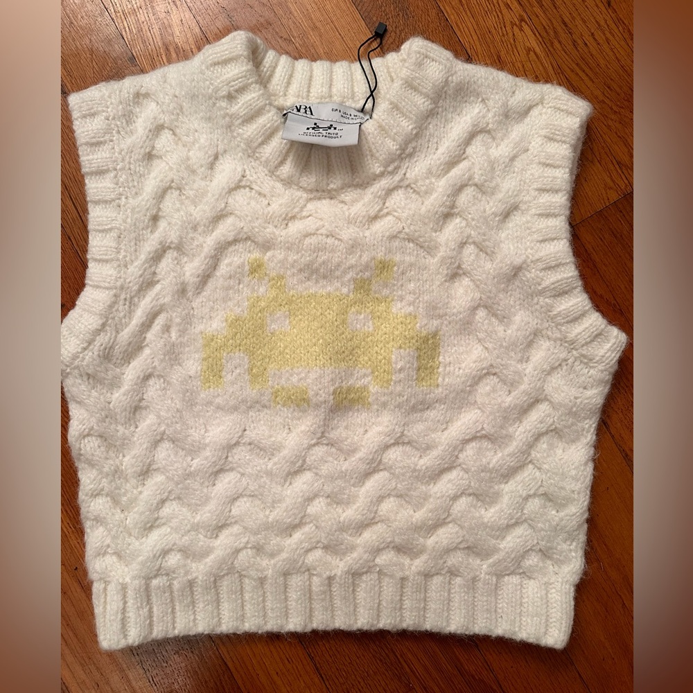ZARA X SPACE INVADERS - sweater vest NWOT size small
